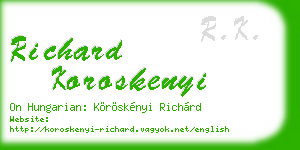 richard koroskenyi business card
